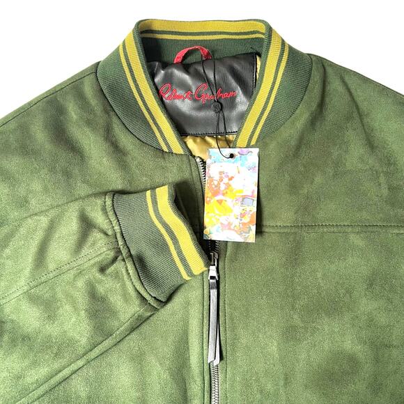 NWT Robert Graham Green Bomber Jacket Men’s 2XL Retail $268 - Picture 1 of 11